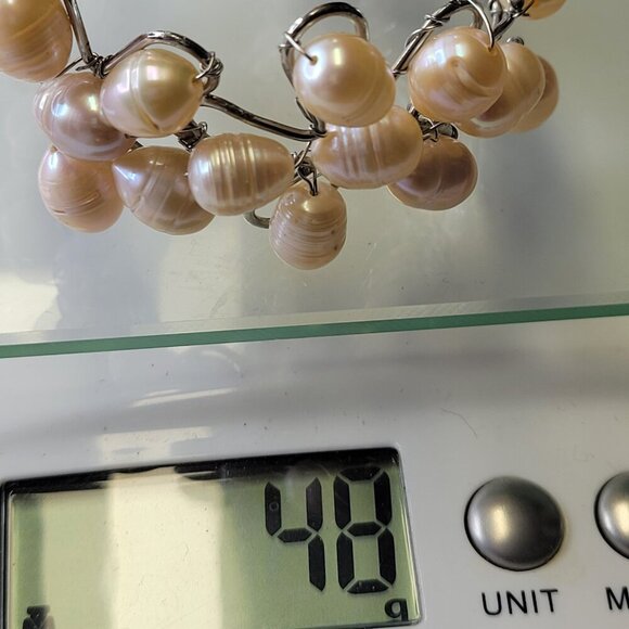 Unique White Freshwater Peach Pearl Bracelet Cuff - Picture 13 of 13